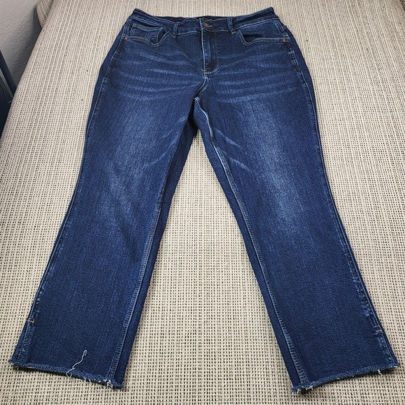 Judy Blue Jeans Womens 14W Blue High Rise Cropped Straight Raw Hem Denim - Picture 2 of 10